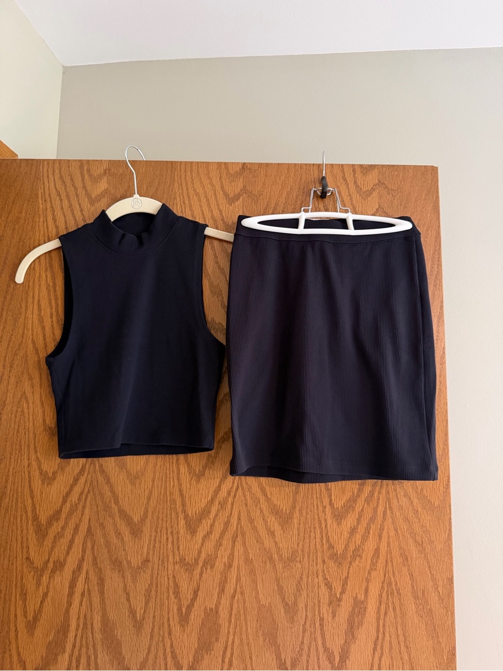 Abercrombie - Black Sleeveless Mock-Neck Crop Top and Mini Skirt Set
